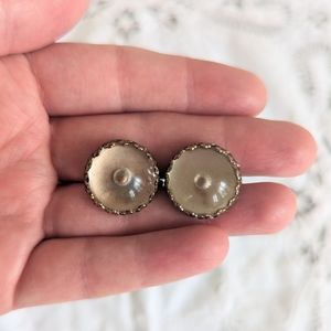 Vintage Clear Moonstone Goldtone Screwback Earrings